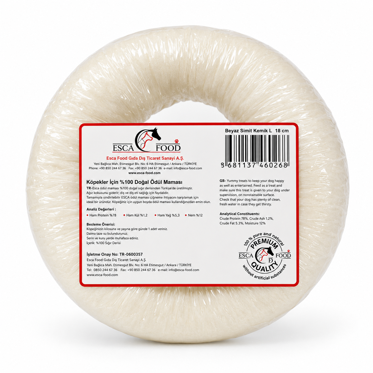 Esca Food Simit Kemik Beyaz 18 cm